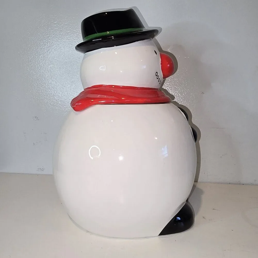 Vintage Musical Snowman Cookie Jar Plays White X'Mas Music Never Used